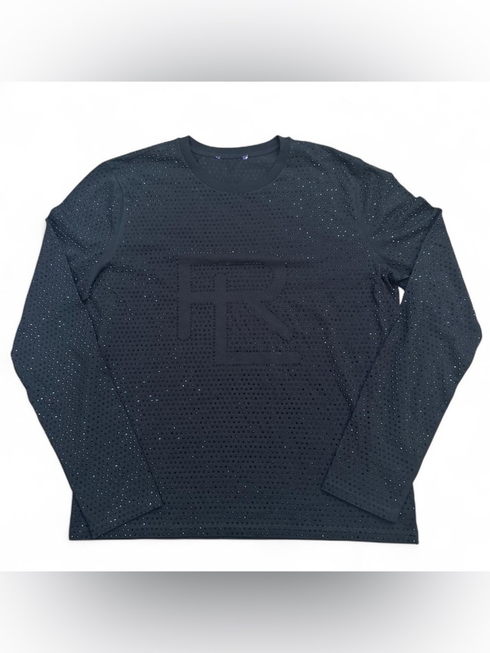 Ralph Lauren Purple Label Women’s Black RL Embellished‎ Long Sleeve Top Medium